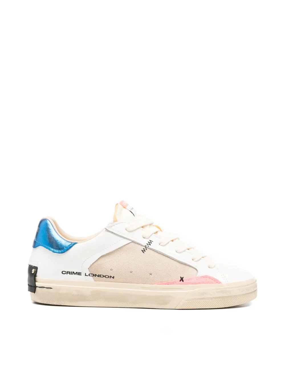 Crime London Deconstructed suede panel sneakers Wit