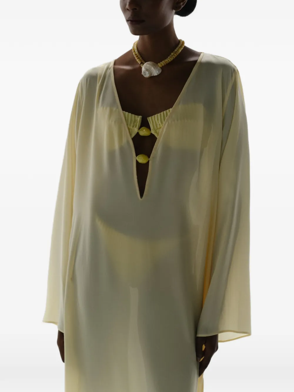 Baobab Luna bell-sleeves cut-out maxi cover-up Geel