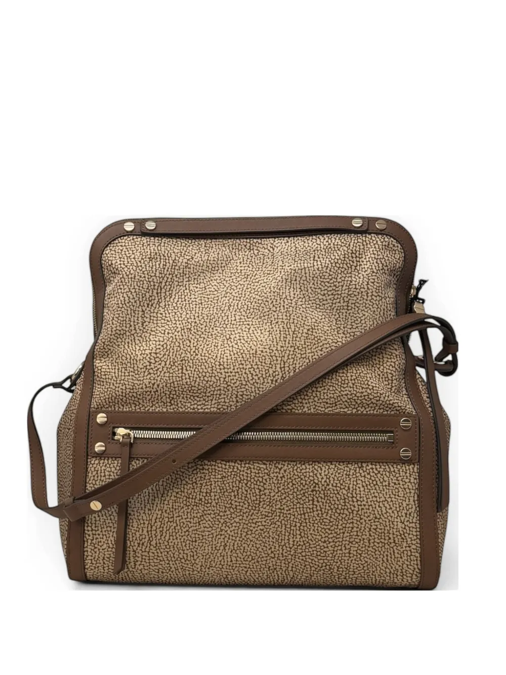 Borbonese Zip Hobo Shoulder Bag In Brown