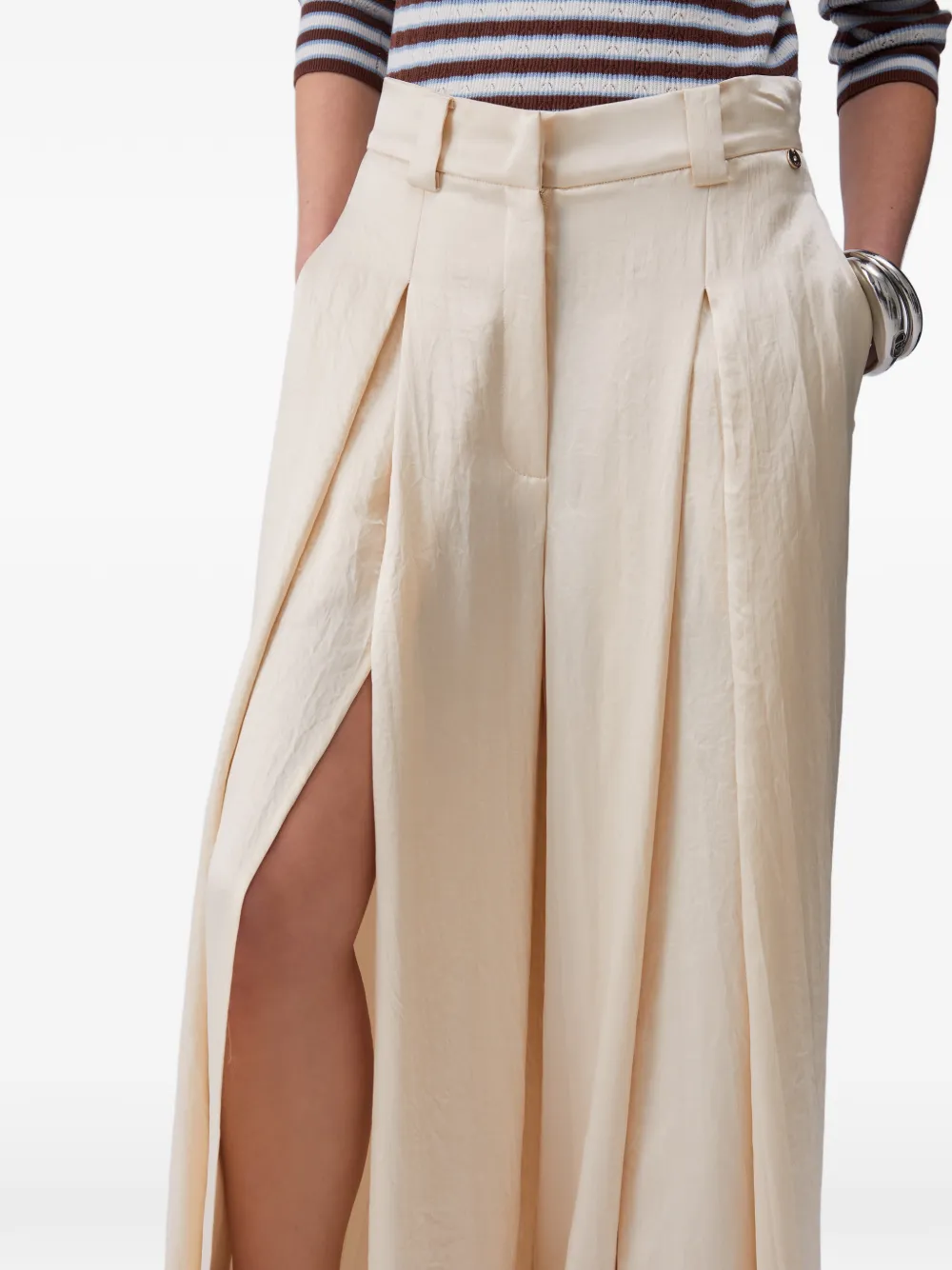 LIU JO Palazzo plooibroek met split Beige