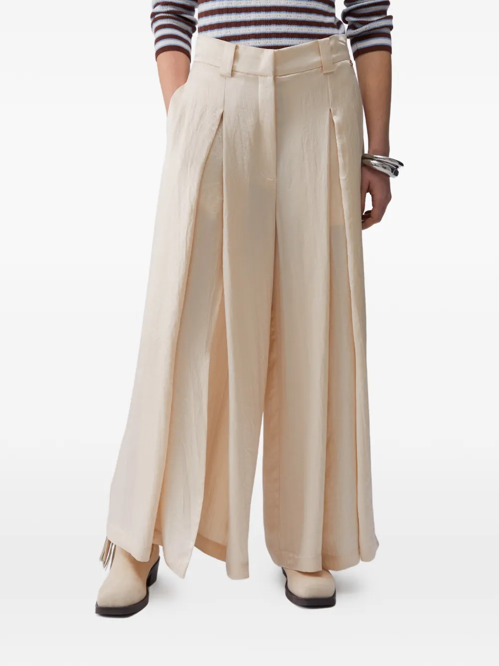 LIU JO Palazzo plooibroek met split Beige