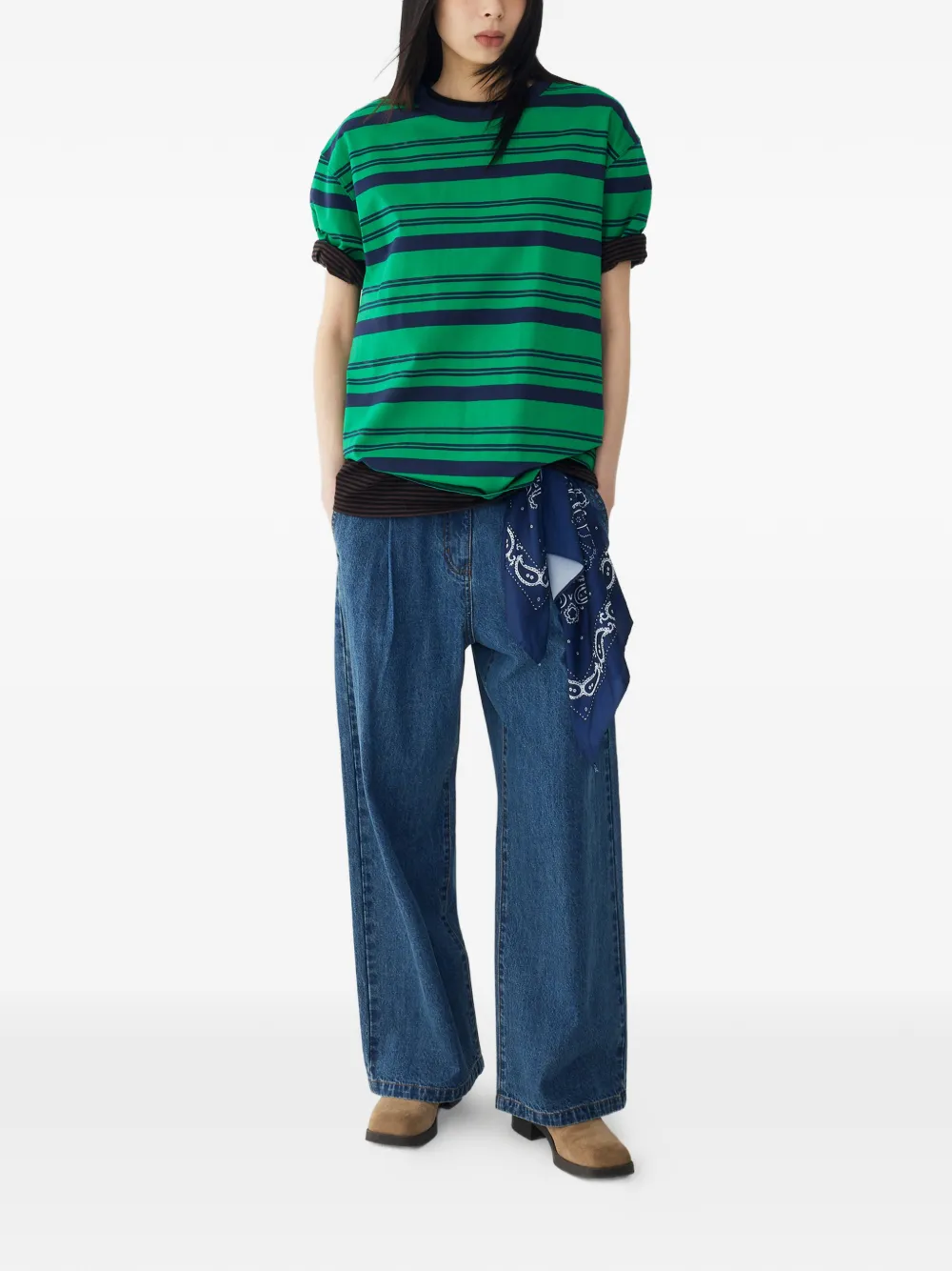 TOMBOY Katoenen jeans met knopen Blauw