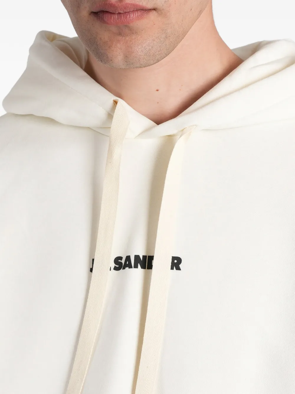 Jil Sander Hoodie met logoprint en trekkoord Beige