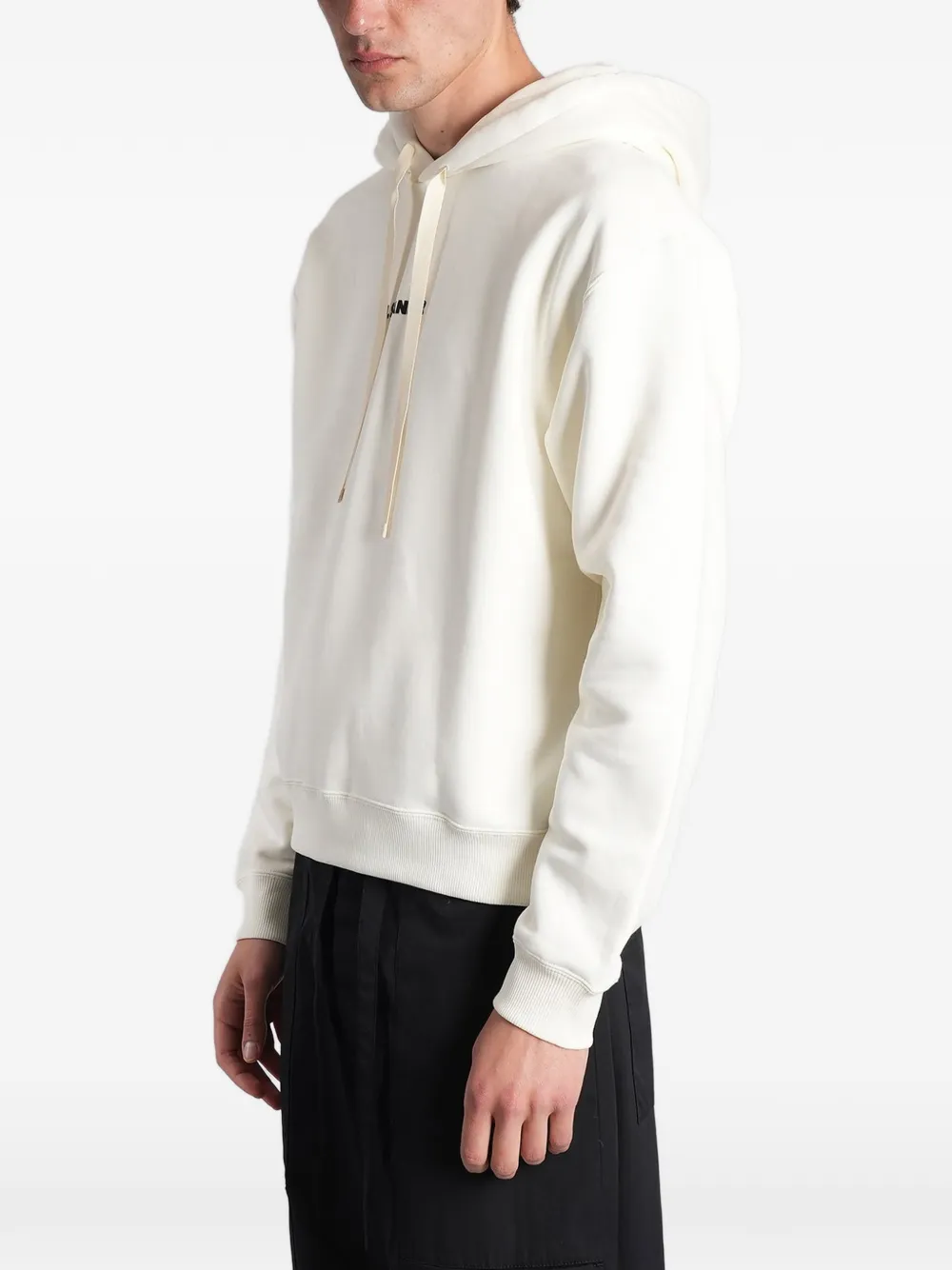 Jil Sander Hoodie met logoprint en trekkoord Beige