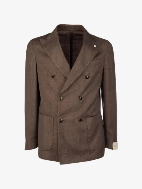L.B.M. 1911 Tom fiskbensmönstrad dubbelknäppt blazer