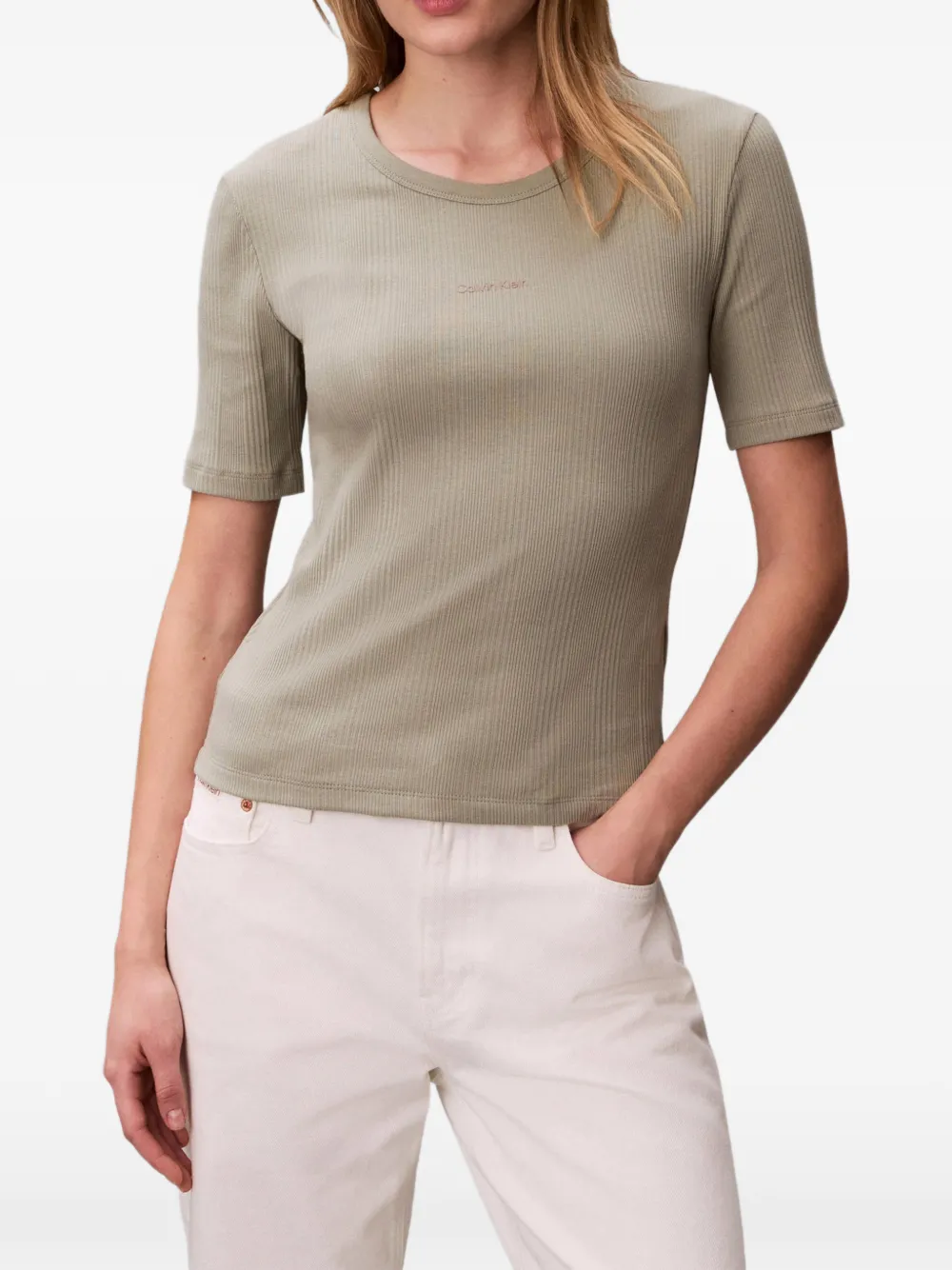  Calvin Klein Ribbed T-shirt - Green 