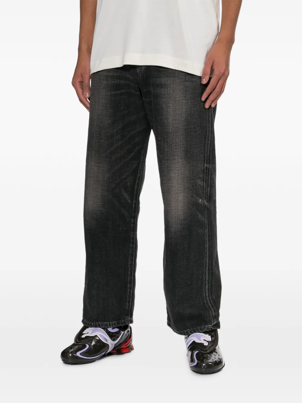 Neighborhood Jeans met wijde pijpen en vervaagd effect Zwart