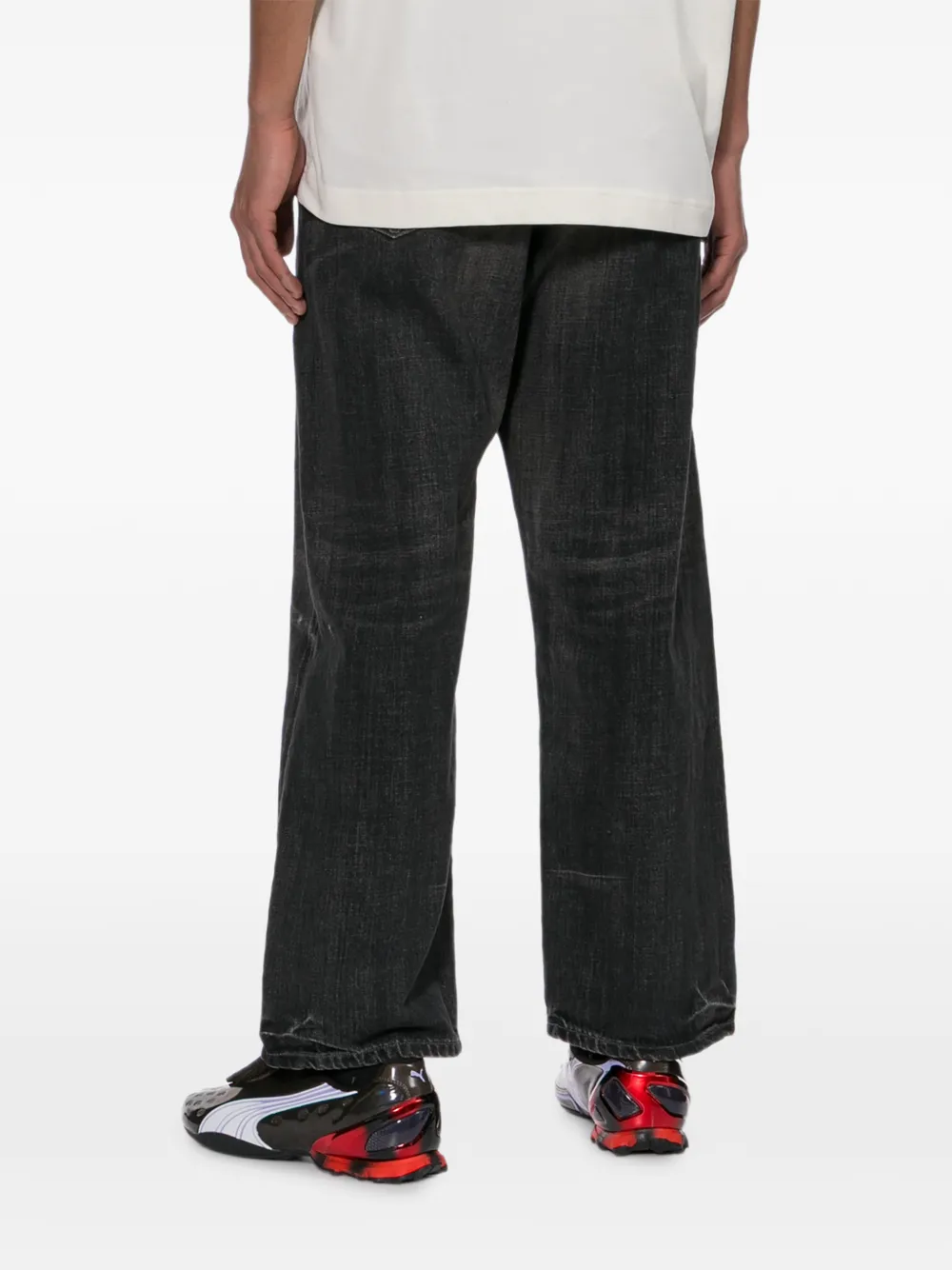 Neighborhood Jeans met wijde pijpen en vervaagd effect Zwart