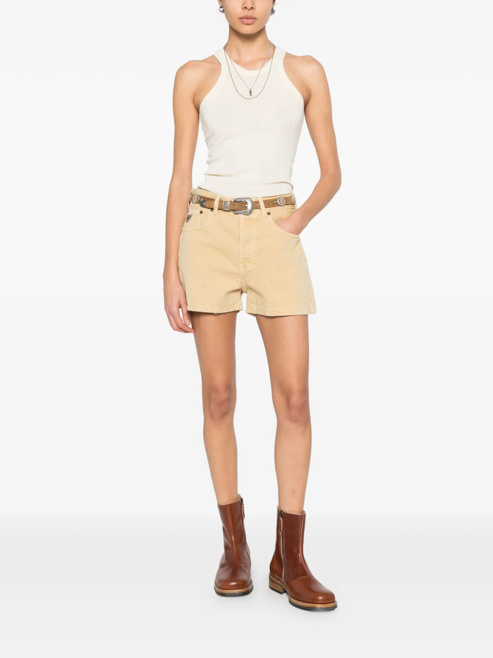  Lois Jeans Embroidered Shorts - Neutrals 
