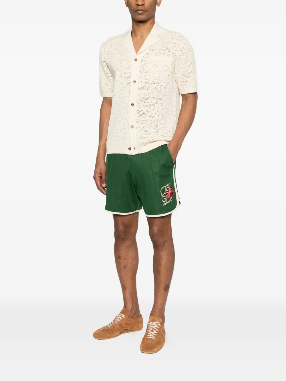 Drôle De Monsieur D Hibiscus shorts met geborduurd detail Groen