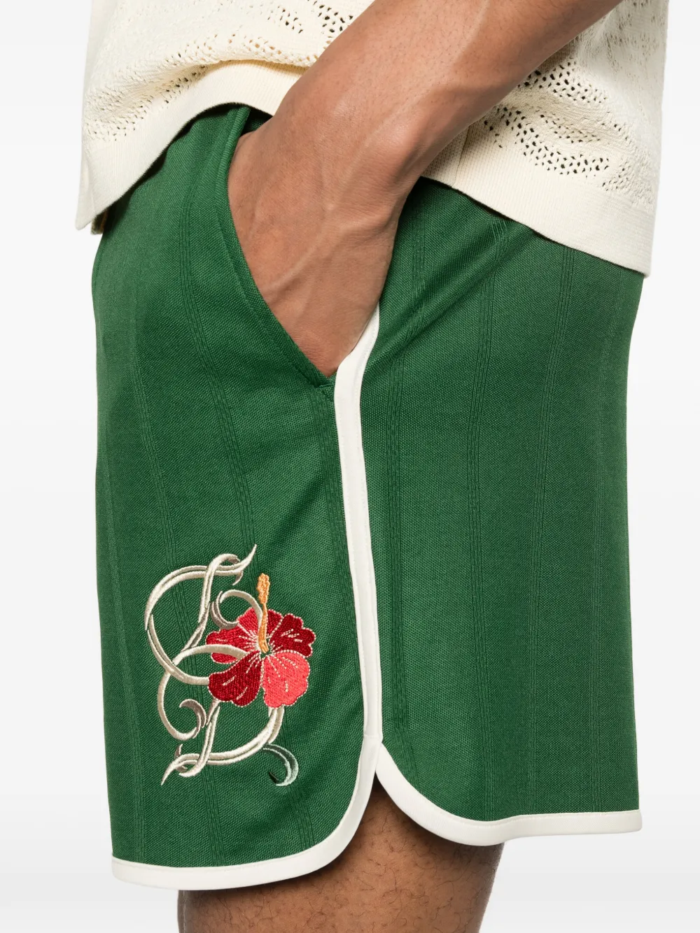 Drôle De Monsieur D Hibiscus shorts met geborduurd detail Groen