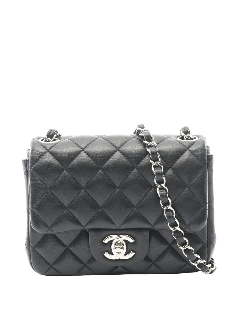 CHANEL Pre-Owned 2019 Mini Square Classic Lambskin Single Flap crossbody bag - Nero