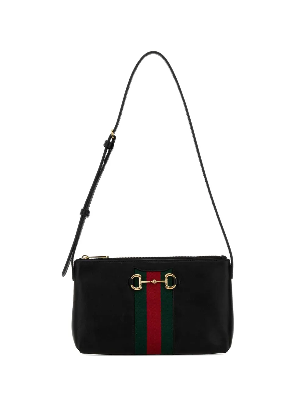 Gucci Kleine Horsebit Web schoudertas Zwart