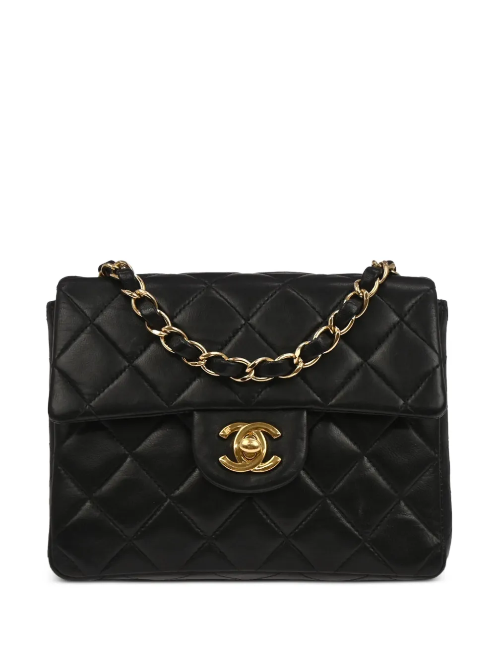 CHANEL Pre-Owned 2002 mini Classic square flap lambskin shoulder bag - Nero