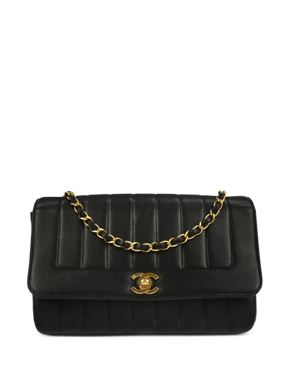 CHANEL Pre-Owned 1995 Mademoiselle single-flap quilted lambskin shoulder bag - Nero