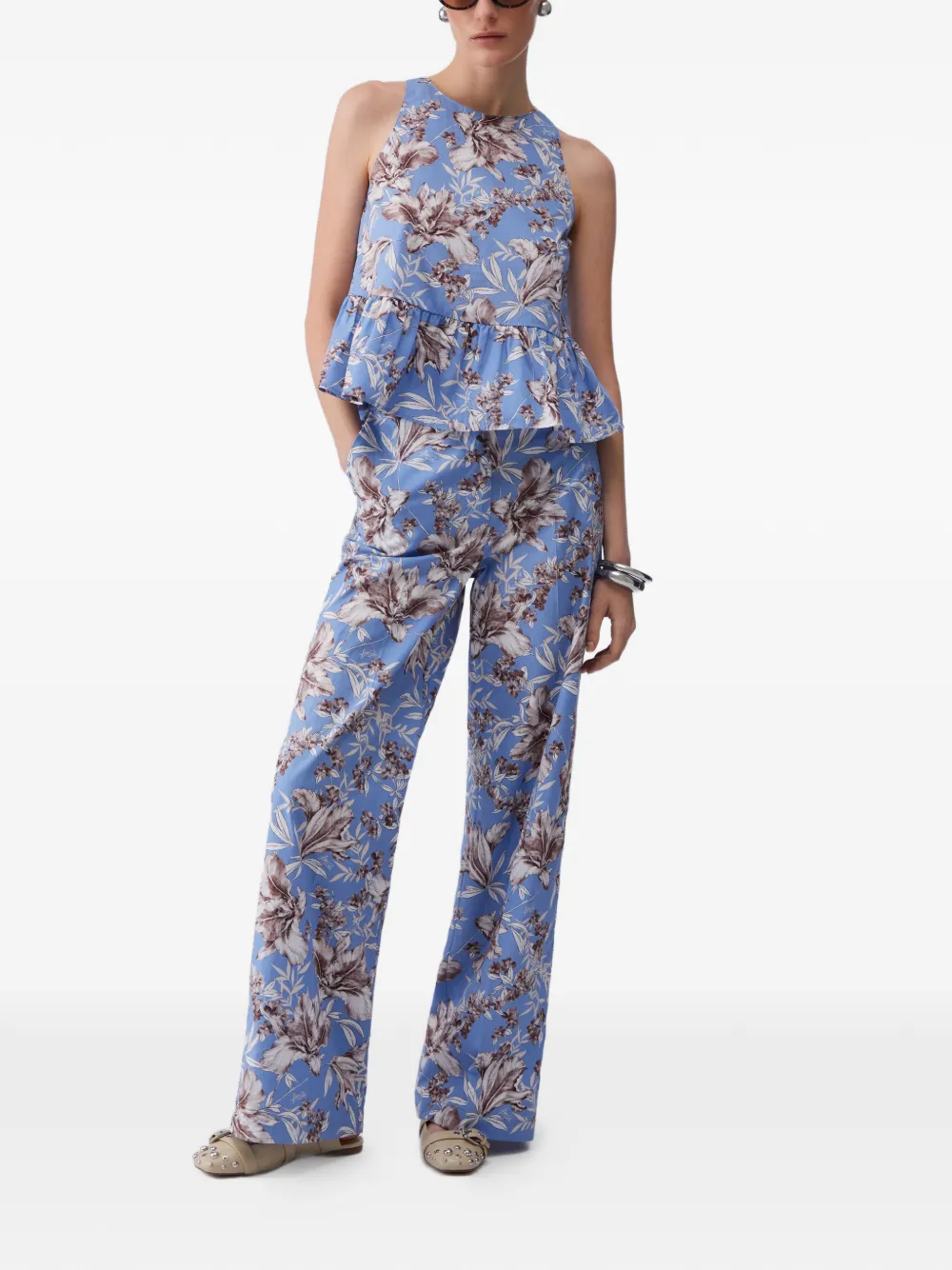 LIU JO Popeline top met strik Blauw