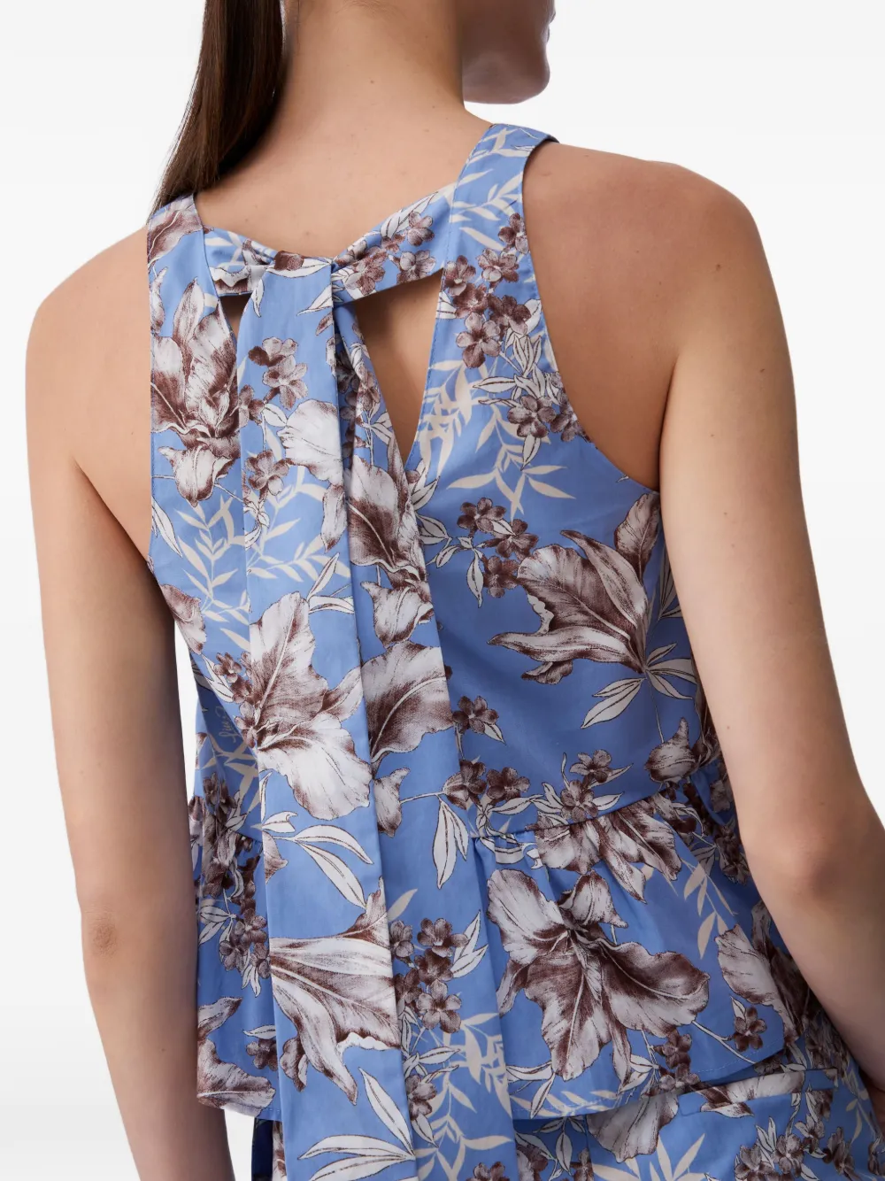 LIU JO Popeline top met strik Blauw