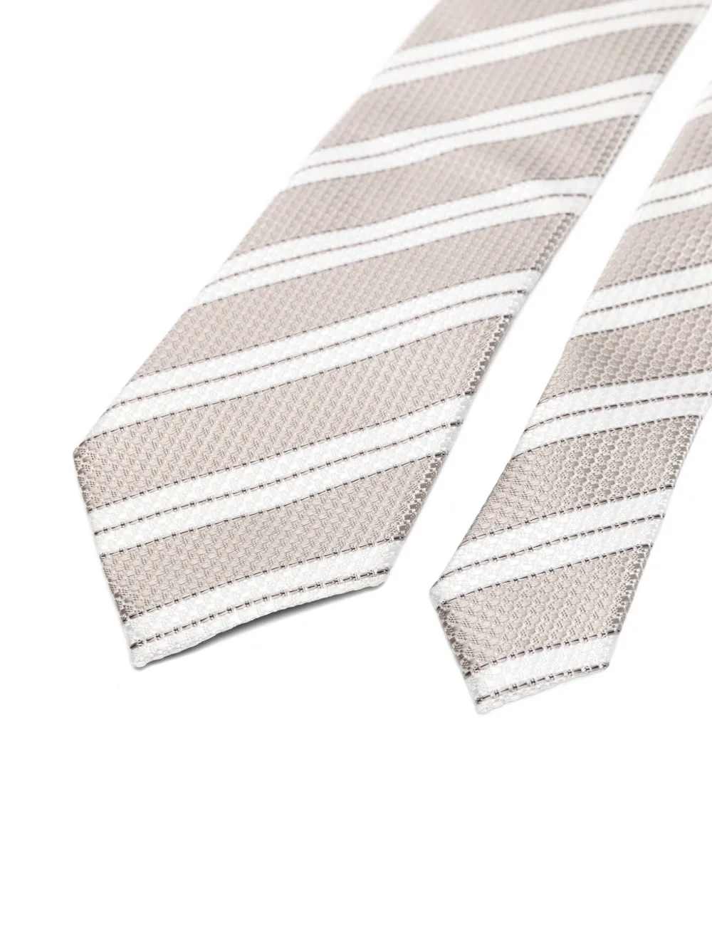Zegna Gestreepte stropdas Beige