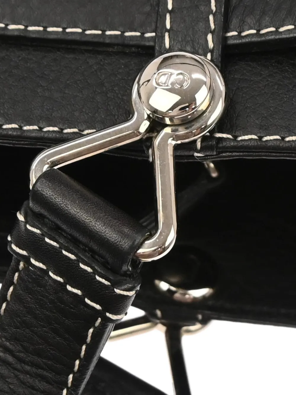  Christian Dior Pre-owned 2002 Belt Buckle Denim Handbag - Black 