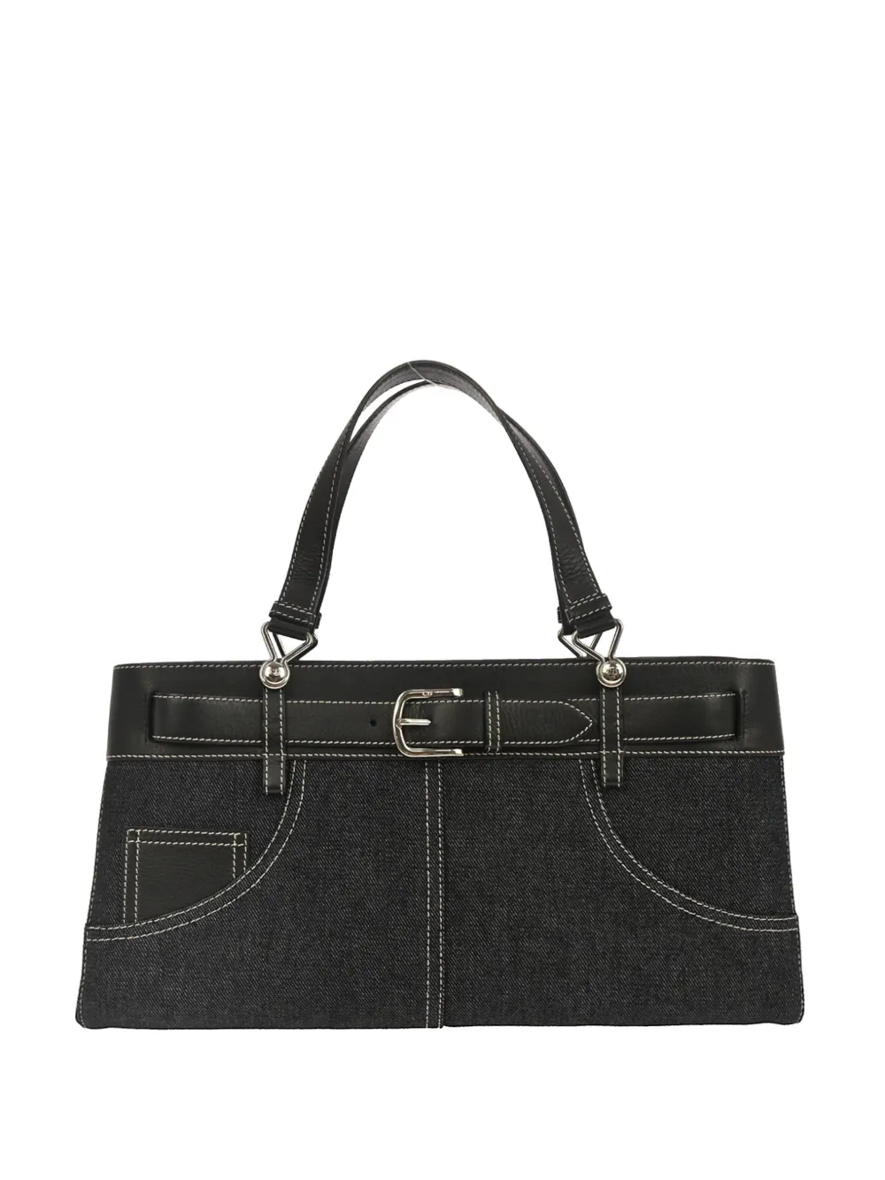 Christian Dior Pre-Owned 2002 Belt Buckle denim handbag - Black