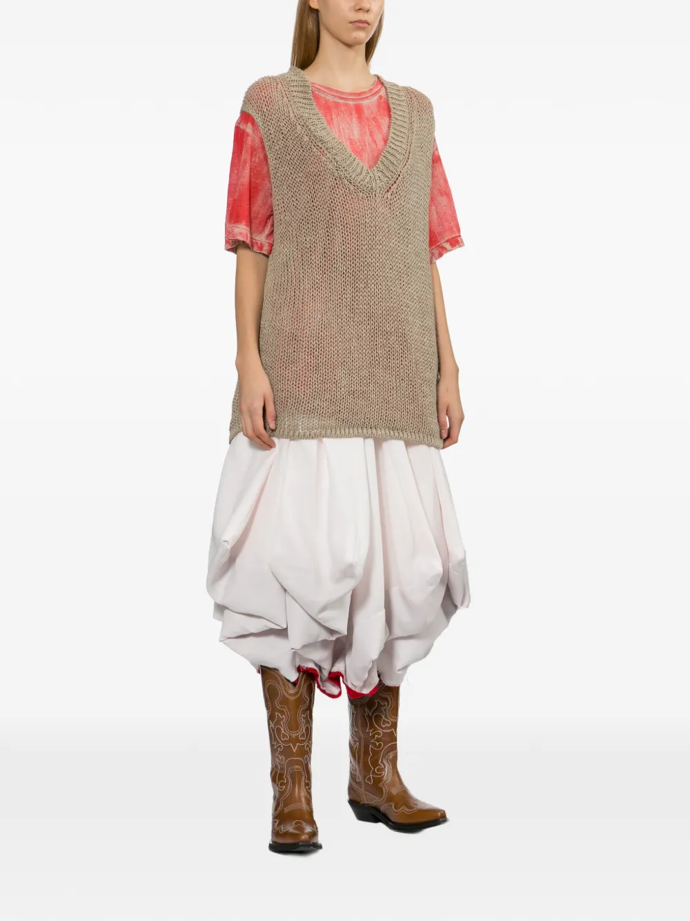 Comme Des Garçons T-shirt met gerafeld effect Rood