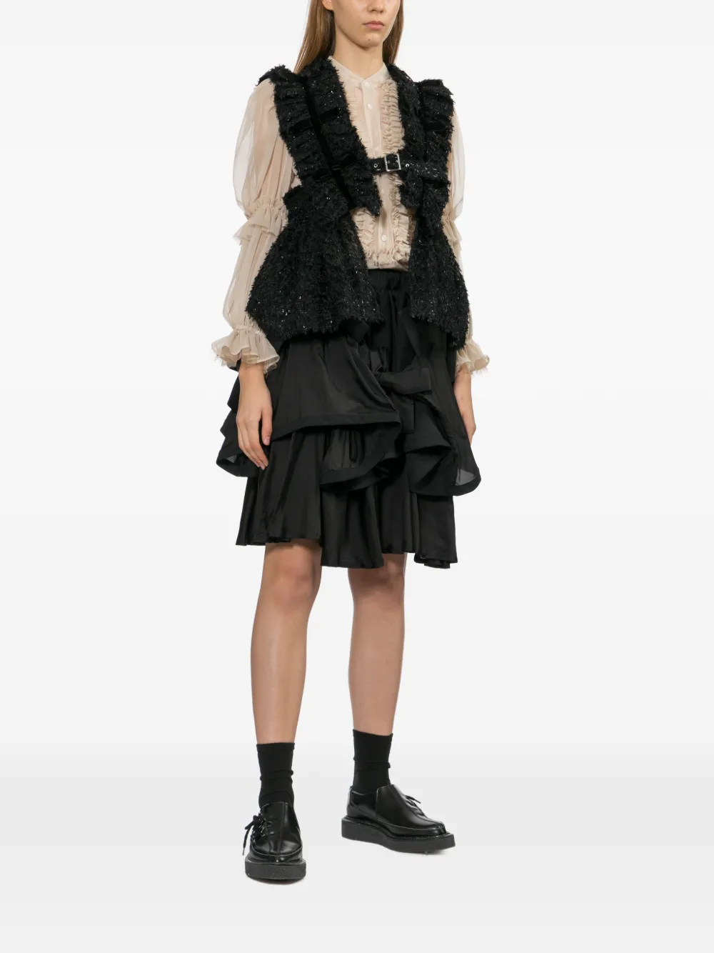 Noir Kei Ninomiya ラッフル ミニスカート | ブラック | FARFETCH JP