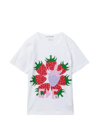 Comme Des Garçons Girl Strawberry Print T-shirt | White | FARFETCH IN