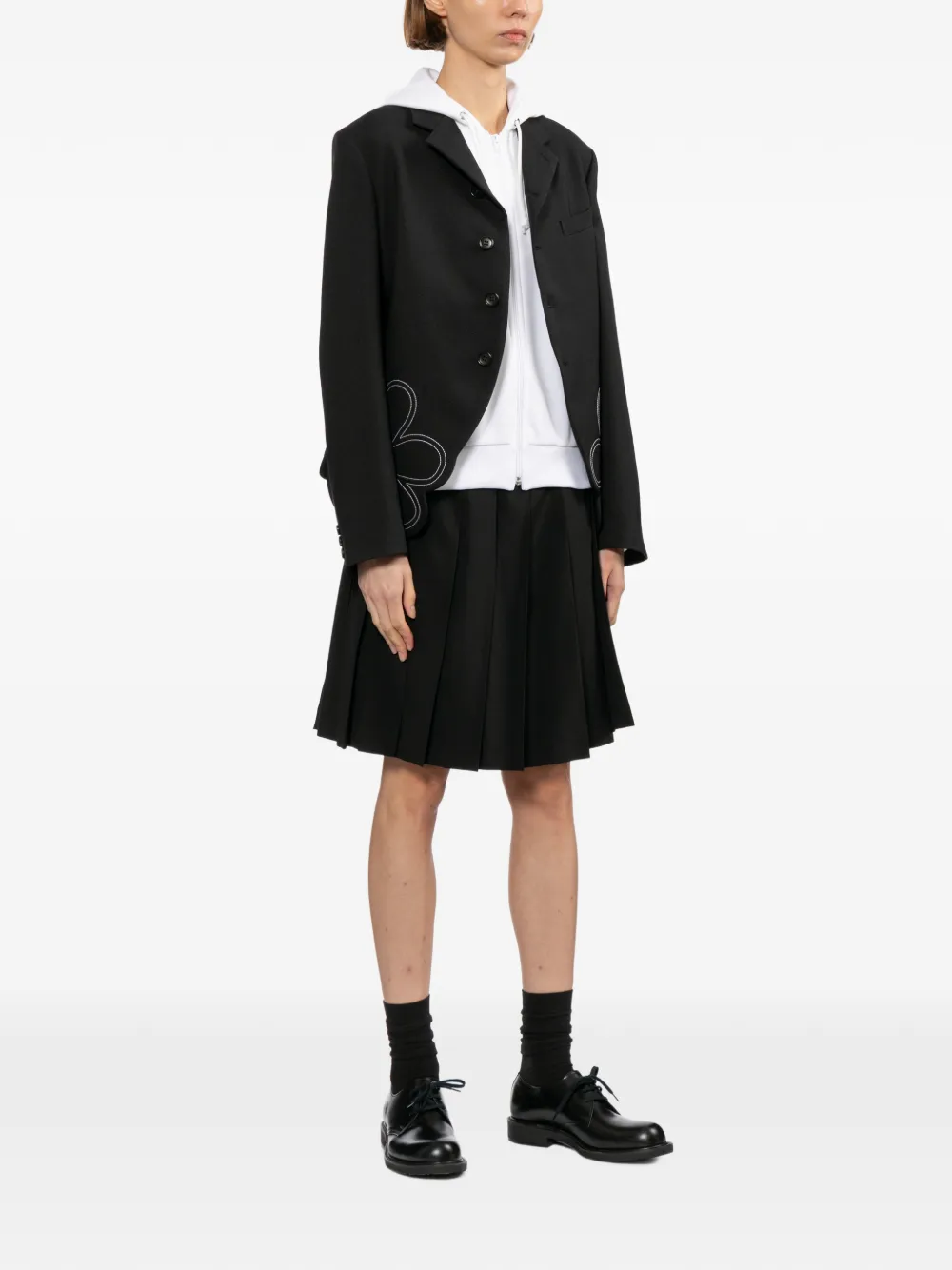  Comme Des Garçons Girl Floral-embroidered Jacket - Black 