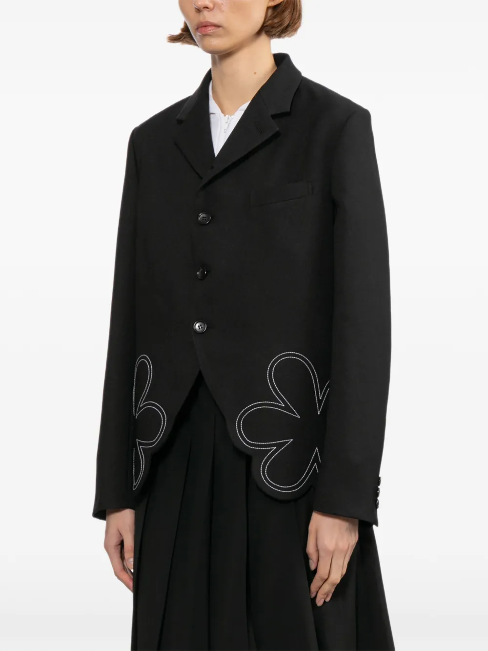  Comme Des Garçons Girl Floral-embroidered Jacket - Black 