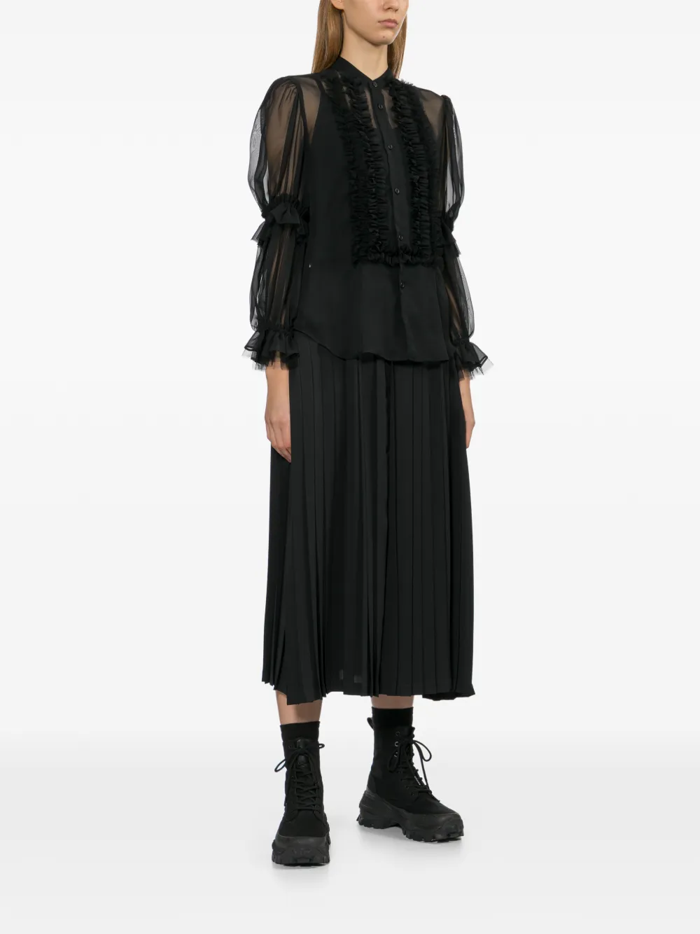 Junya Watanabe Midi-plooirok Zwart