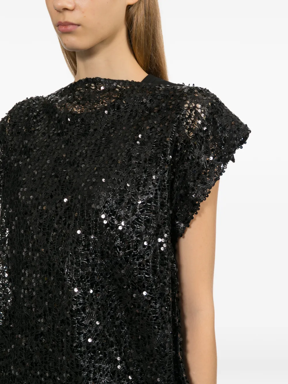Junya Watanabe Top verfraaid met pailletten Zwart