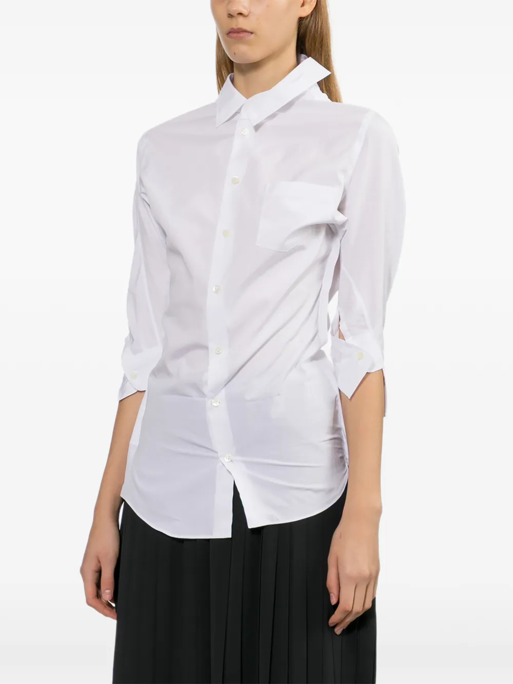  Junya Watanabe 3/4-sleeve Buttoned Shirt - White 