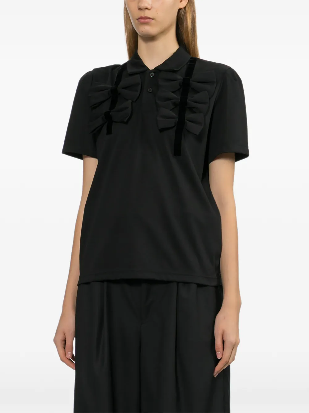 Noir Kei Ninomiya T-shirt met ruches Zwart
