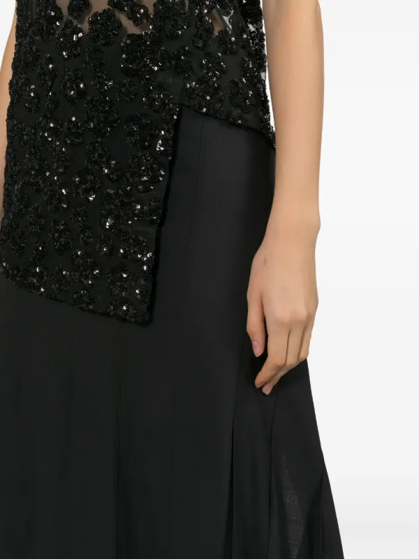 Junya Watanabe Flared Wrap Midi Skirt | Black | FARFETCH