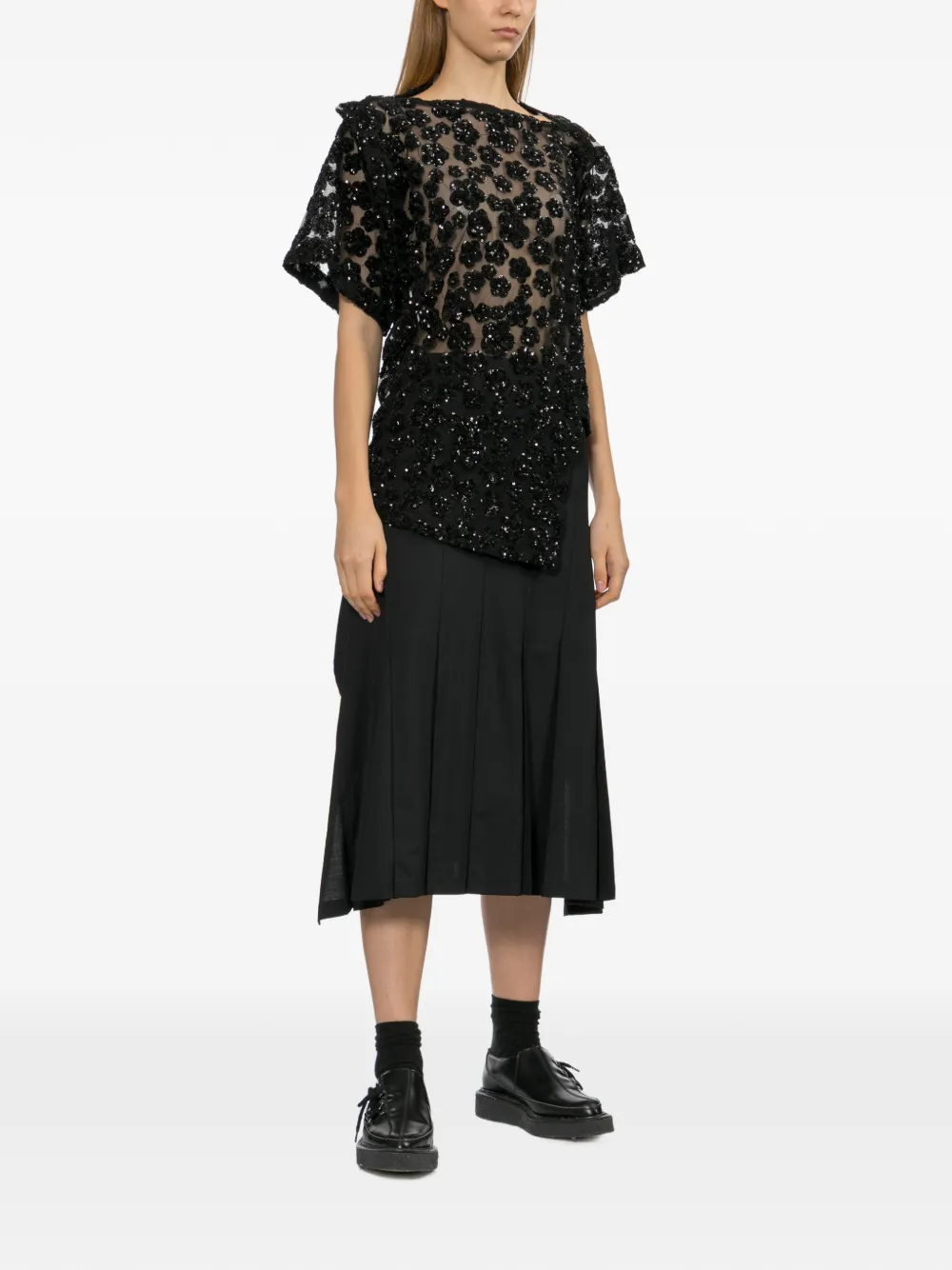 Junya Watanabe Flared midi-wikkelrok Zwart