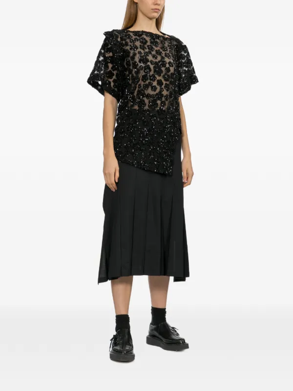 Junya Watanabe Flared Wrap Midi Skirt | Black | FARFETCH