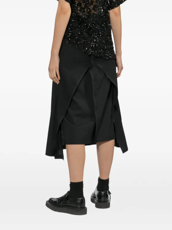 Junya Watanabe Flared Wrap Midi Skirt | Black | FARFETCH
