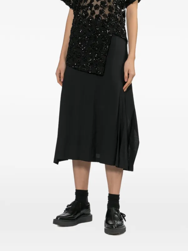 Junya Watanabe Flared Wrap Midi Skirt | Black | FARFETCH