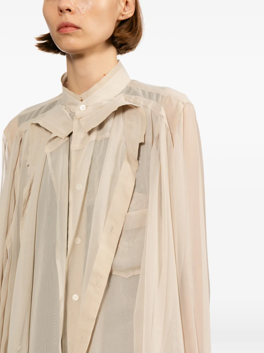 Comme Des Garçons Gelaagde doorzichtige blouse Beige