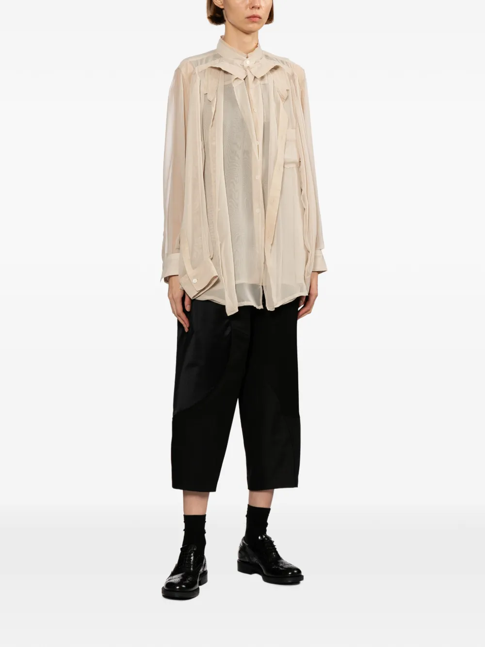 Comme Des Garçons Gelaagde doorzichtige blouse Beige