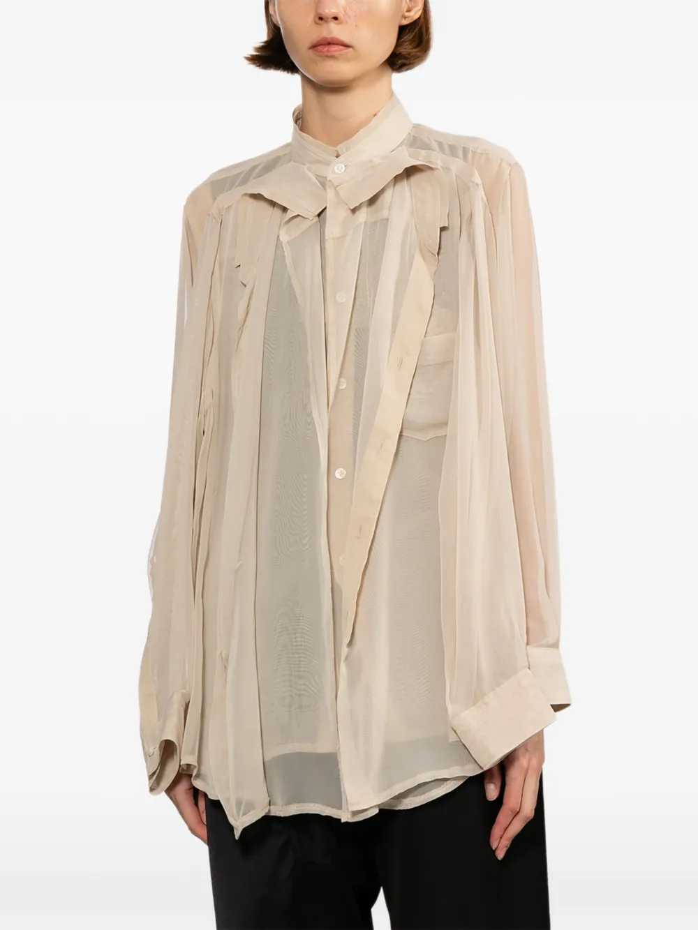 Comme Des Garçons Gelaagde doorzichtige blouse Beige