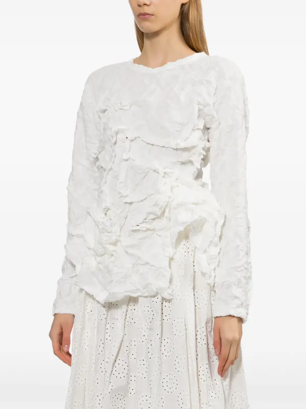 Comme Des Garçons Ruffled long-sleeve Blouse | White | FARFETCH