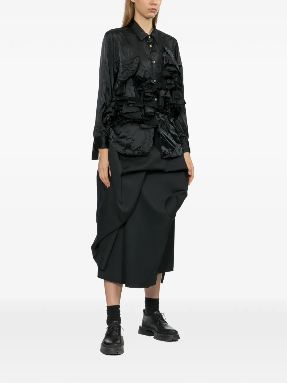 Comme Des Garçons Blouse met ruches Zwart
