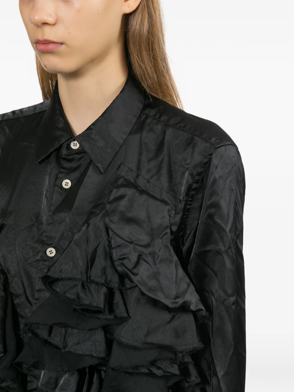 Comme Des Garçons Blouse met ruches Zwart