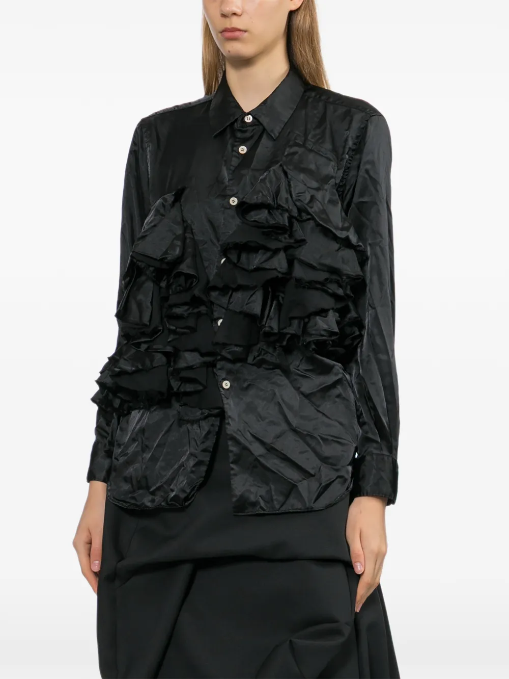 Comme Des Garçons Blouse met ruches Zwart