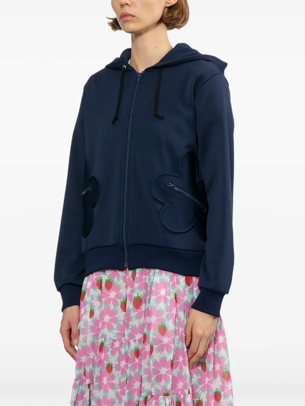 Comme Des Garçons Girl Flower Appliqué Zip Hoodie | Pink | FARFETCH JO