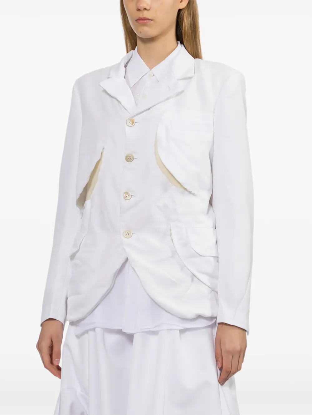 Comme Des Garçons Jack met gekerfde revers Wit