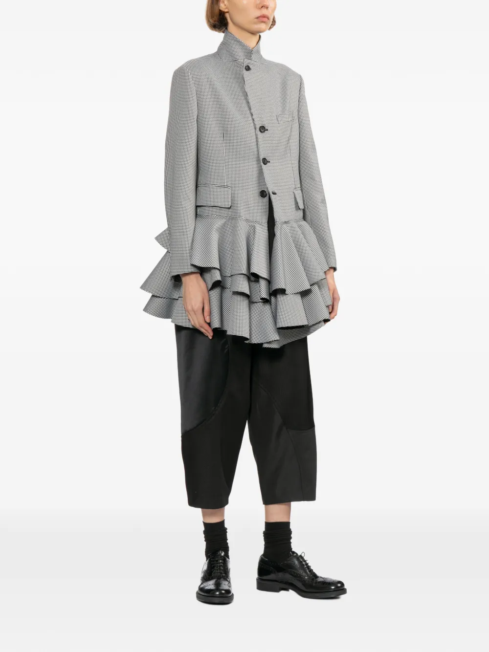 Comme Des Garçons Comme Des Garçons Jack met pied-de-poule print en ruches Zwart