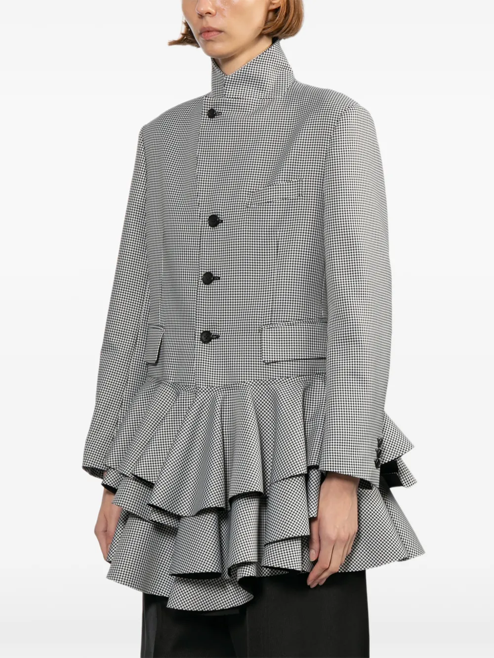 Comme Des Garçons Comme Des Garçons Jack met pied-de-poule print en ruches Zwart