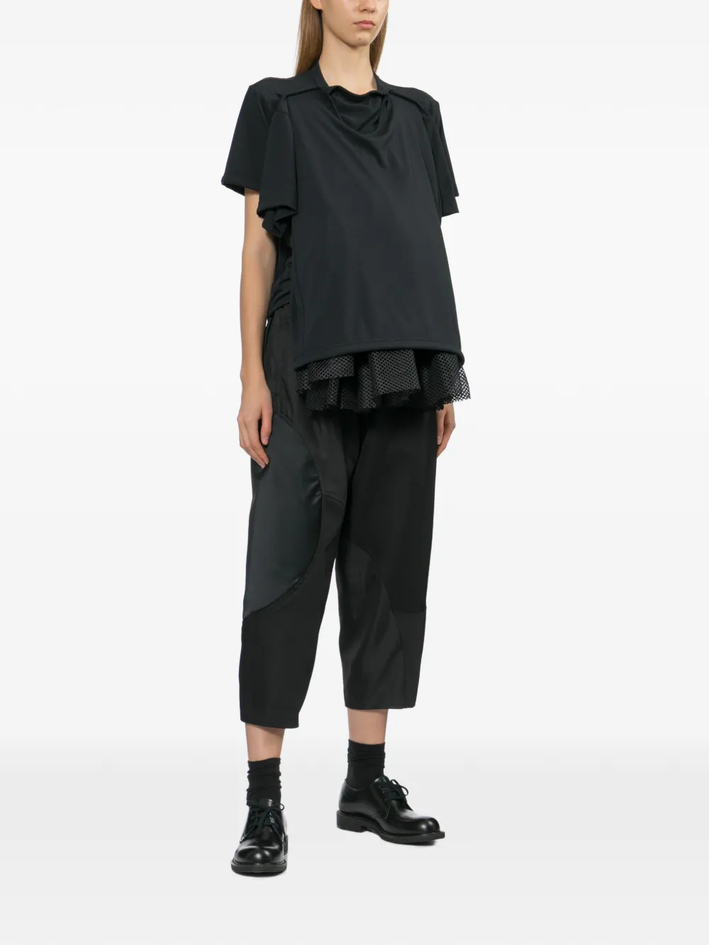 Comme Des Garçons Geplooid T-shirt met uitgesneden details Zwart